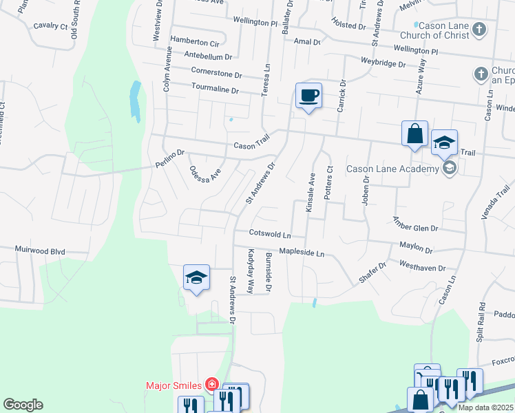 map of restaurants, bars, coffee shops, grocery stores, and more near 2106 Tabasco Way in Murfreesboro