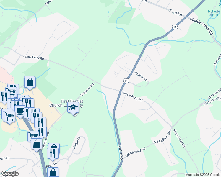 map of restaurants, bars, coffee shops, grocery stores, and more near 6830 Shaw Ferry Road in Lenoir City