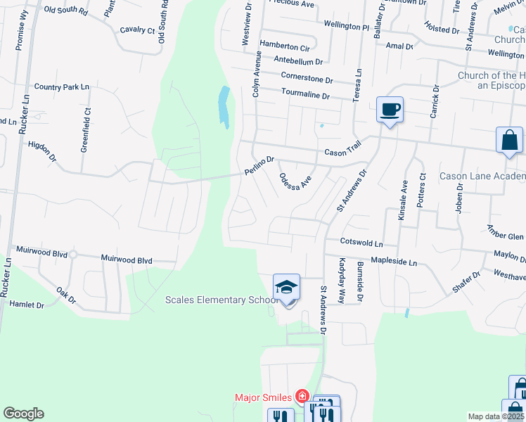 map of restaurants, bars, coffee shops, grocery stores, and more near 1946 Falsetto Lane in Murfreesboro