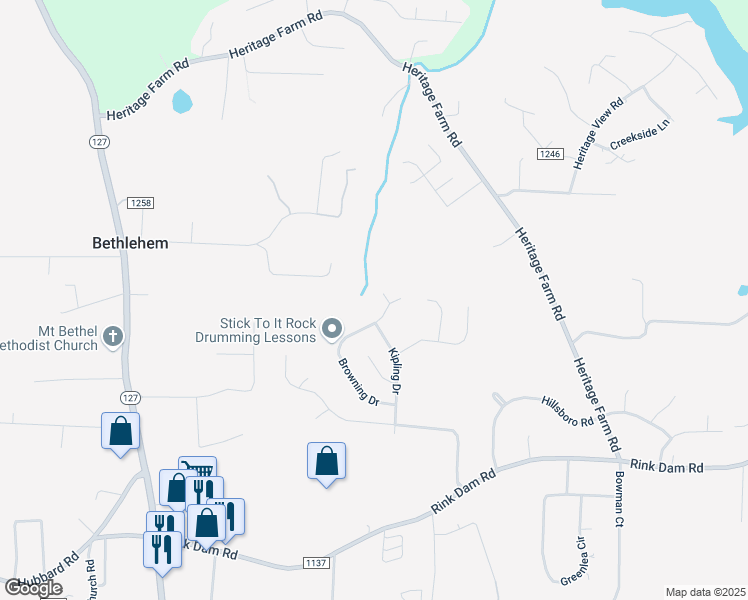 map of restaurants, bars, coffee shops, grocery stores, and more near Kilmer Court in Taylorsville