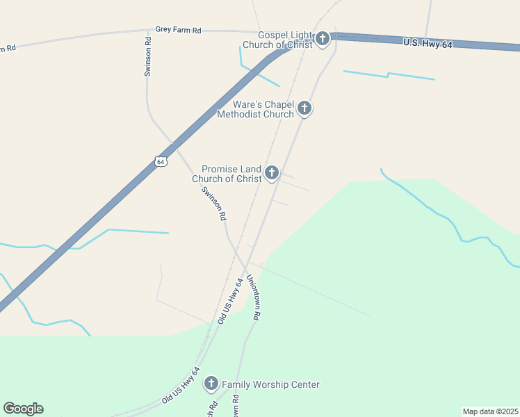 map of restaurants, bars, coffee shops, grocery stores, and more near 2675 Old US Highway 64 in Jamesville