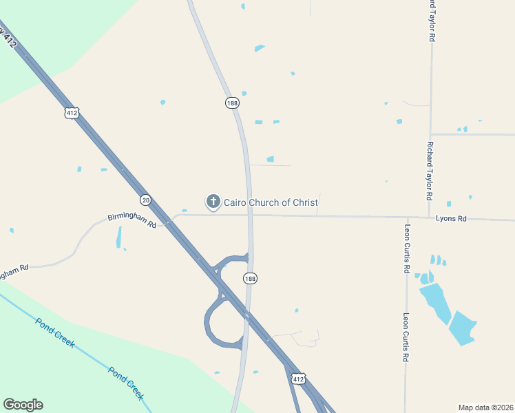 map of restaurants, bars, coffee shops, grocery stores, and more near 1586 Tennessee 188 in Alamo