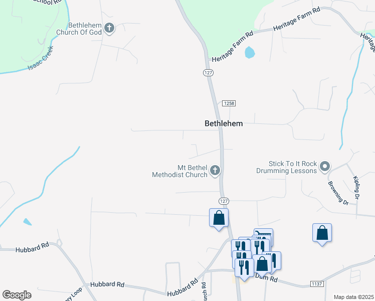 map of restaurants, bars, coffee shops, grocery stores, and more near 202 Swayngims Lane in Taylorsville
