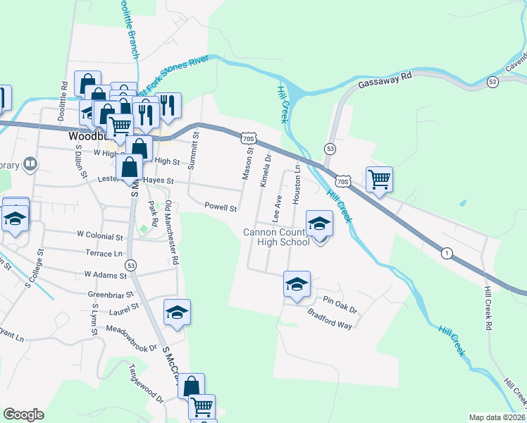map of restaurants, bars, coffee shops, grocery stores, and more near 113 Kimela Drive in Woodbury