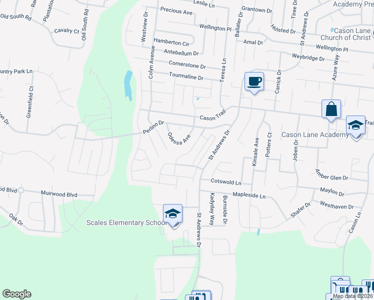 map of restaurants, bars, coffee shops, grocery stores, and more near 2027 Victory Gallop Lane in Murfreesboro