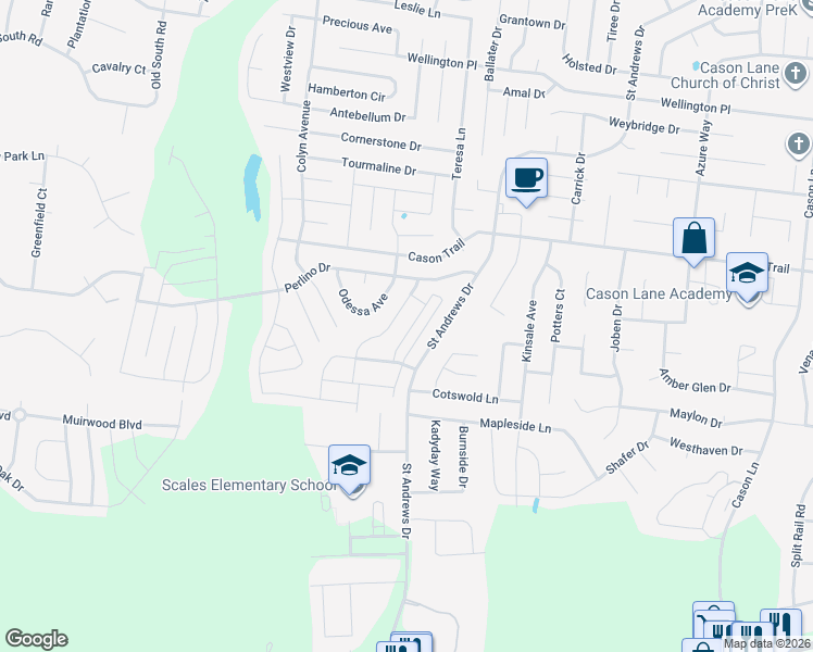map of restaurants, bars, coffee shops, grocery stores, and more near 2027 Victory Gallop Lane in Murfreesboro