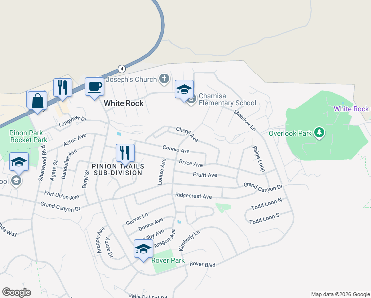 map of restaurants, bars, coffee shops, grocery stores, and more near 406 Connie Avenue in White Rock