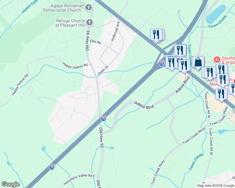 map of restaurants, bars, coffee shops, grocery stores, and more near 400 Overlook Rd in Lenoir City