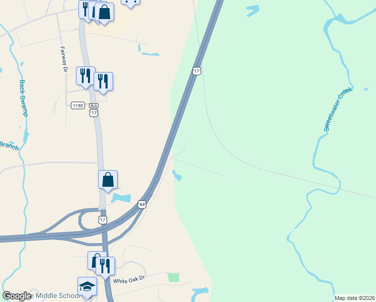 map of restaurants, bars, coffee shops, grocery stores, and more near 1060 Mockingbird in Williamston
