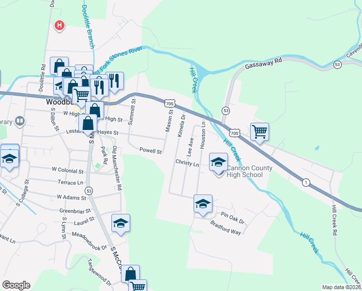 map of restaurants, bars, coffee shops, grocery stores, and more near 113 Kimela Drive in Woodbury