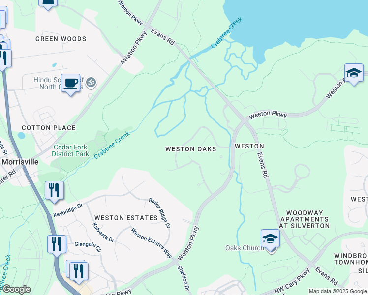 map of restaurants, bars, coffee shops, grocery stores, and more near 1051 Kennicott Avenue in Cary