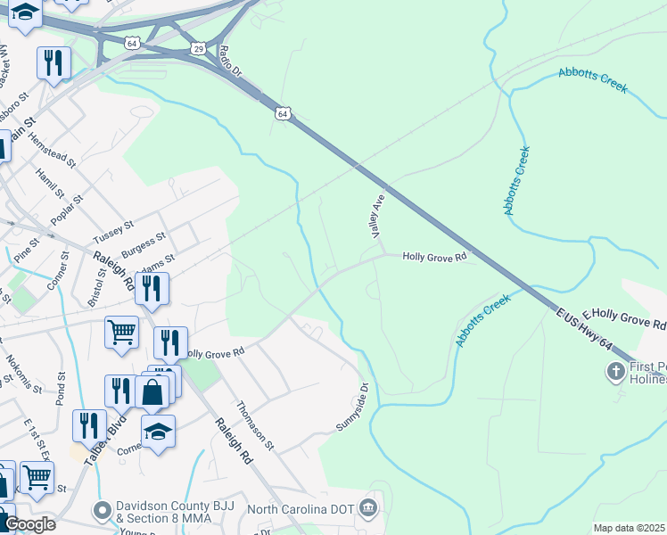 map of restaurants, bars, coffee shops, grocery stores, and more near 84 Edgewood Drive in Lexington