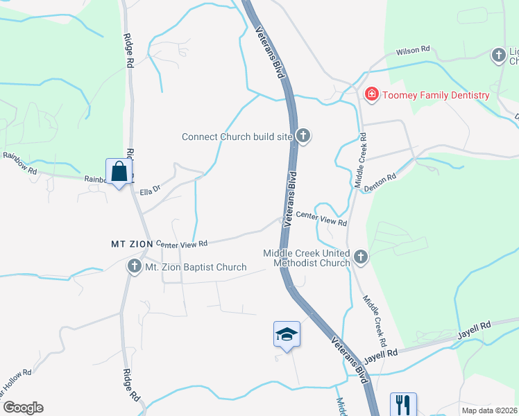 map of restaurants, bars, coffee shops, grocery stores, and more near 943 Center View Road in Pigeon Forge
