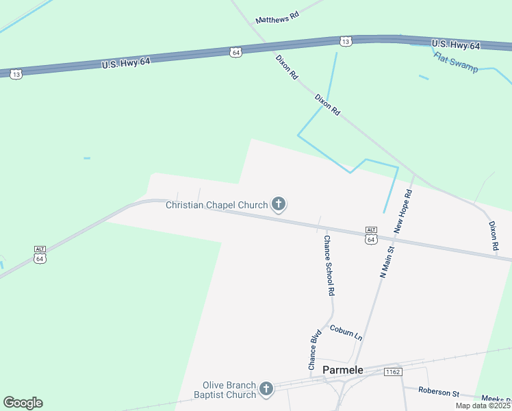 map of restaurants, bars, coffee shops, grocery stores, and more near 2521 Timberlake Boulevard in Robersonville