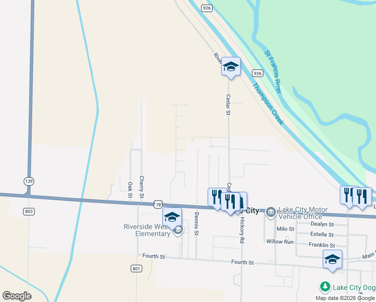 map of restaurants, bars, coffee shops, grocery stores, and more near 125 Stone Street in Lake City