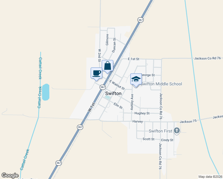 map of restaurants, bars, coffee shops, grocery stores, and more near in Swifton