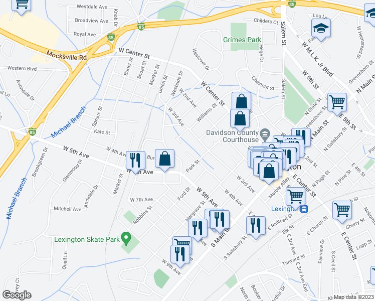 map of restaurants, bars, coffee shops, grocery stores, and more near 408 West 4th Avenue in Lexington