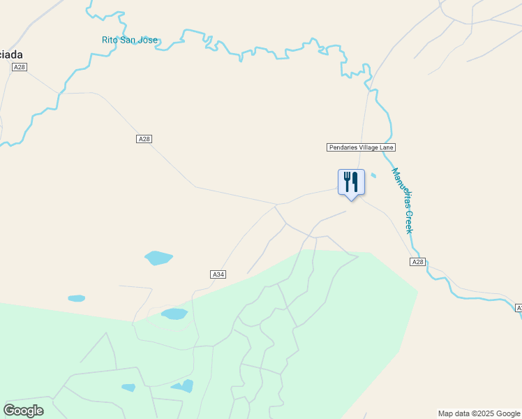 map of restaurants, bars, coffee shops, grocery stores, and more near County Road A34 in Sapello