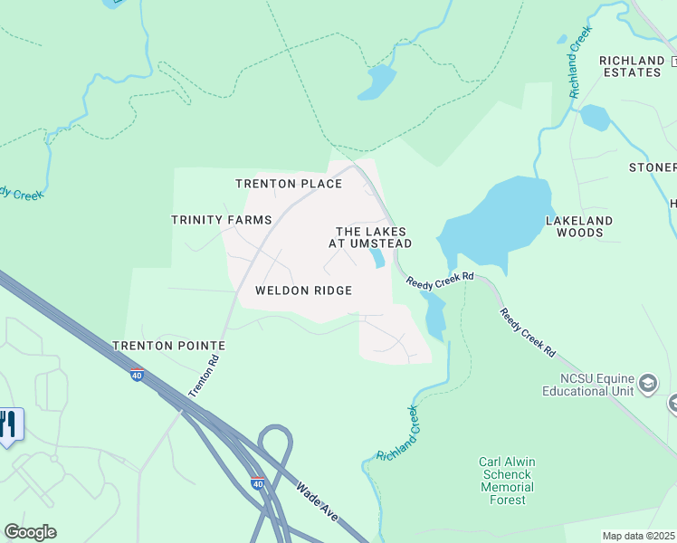 map of restaurants, bars, coffee shops, grocery stores, and more near 3604 Nightfall Court in Raleigh