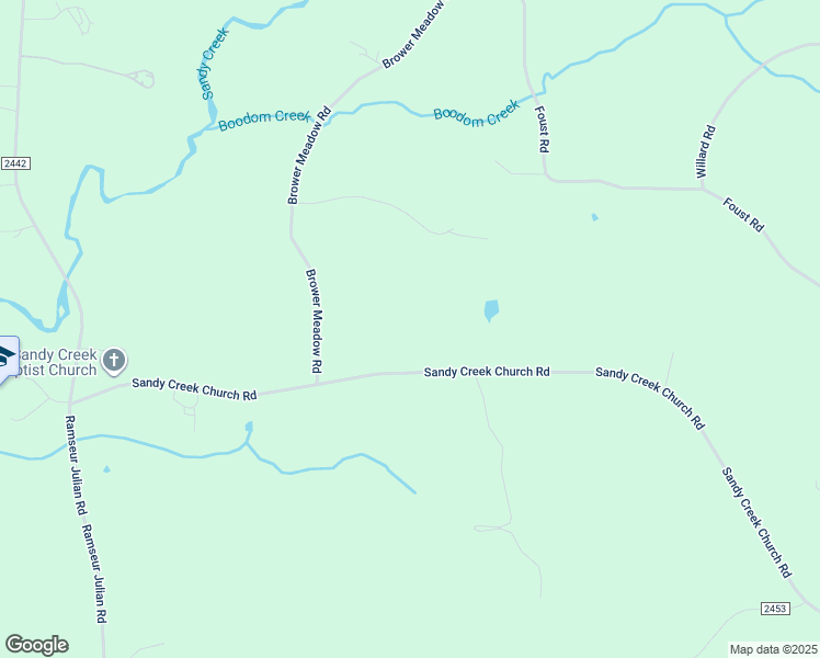 map of restaurants, bars, coffee shops, grocery stores, and more near 5125 Sandy Creek Church Road in Staley