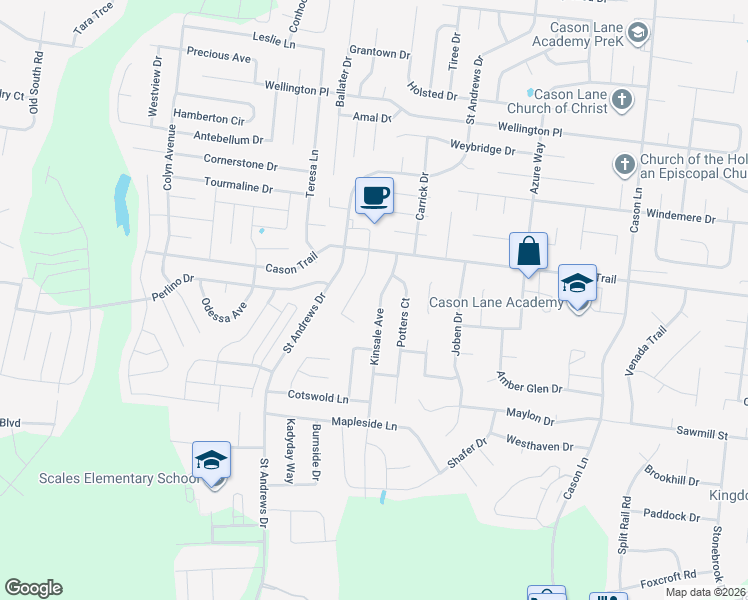 map of restaurants, bars, coffee shops, grocery stores, and more near 1716 Satterfield Court in Murfreesboro