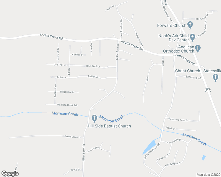 map of restaurants, bars, coffee shops, grocery stores, and more near 429 Miller Farm Road in Statesville