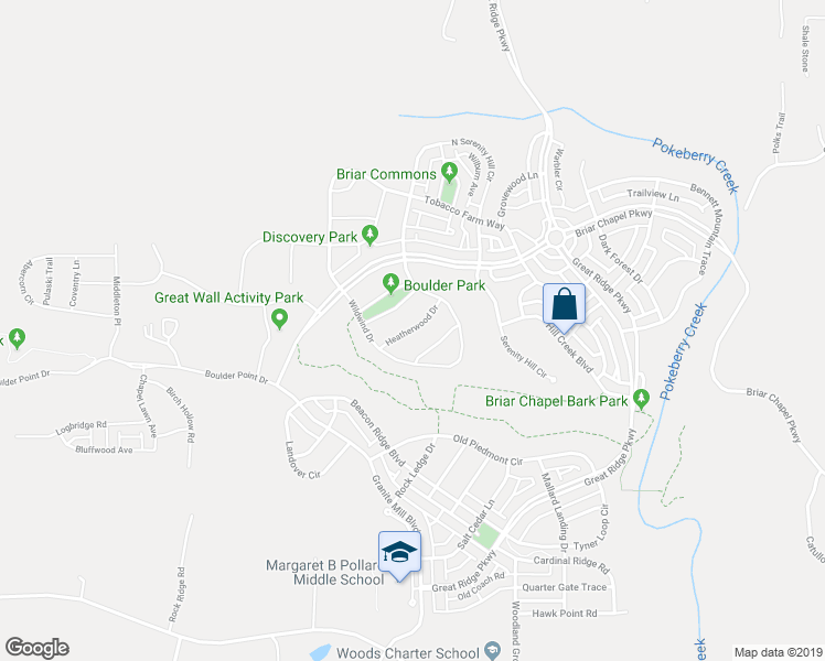 map of restaurants, bars, coffee shops, grocery stores, and more near Heatherwood Drive in Chapel Hill