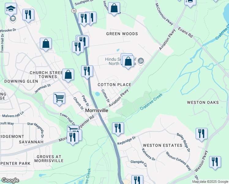 map of restaurants, bars, coffee shops, grocery stores, and more near Liberty Hill Pass in Wake County