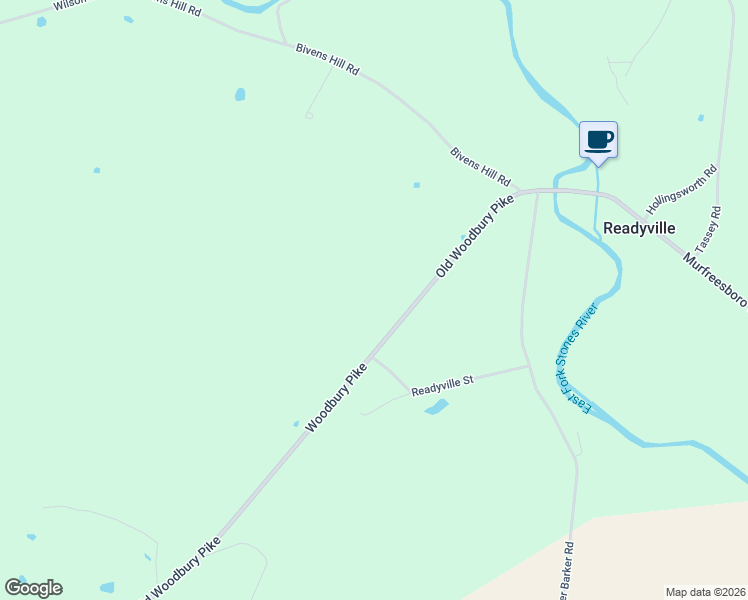 map of restaurants, bars, coffee shops, grocery stores, and more near 1377 Old Woodbury Pike in Readyville