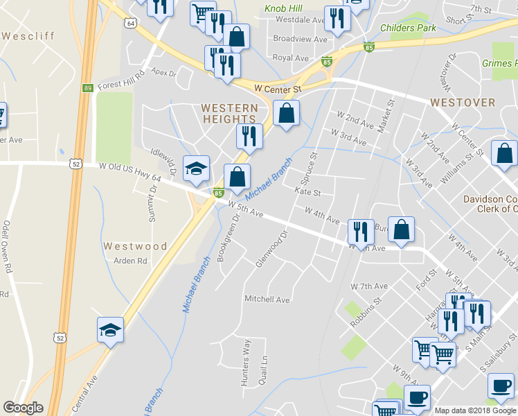 map of restaurants, bars, coffee shops, grocery stores, and more near 914 West 5th Avenue in Lexington