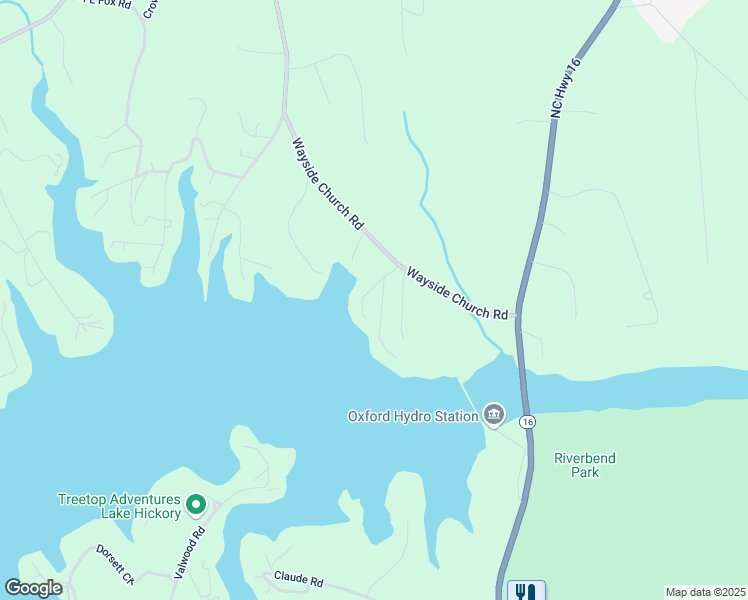 map of restaurants, bars, coffee shops, grocery stores, and more near Bakers Cove Road in Alexander County