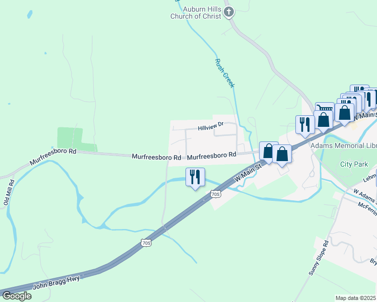 map of restaurants, bars, coffee shops, grocery stores, and more near 328 Murfreesboro Road in Woodbury
