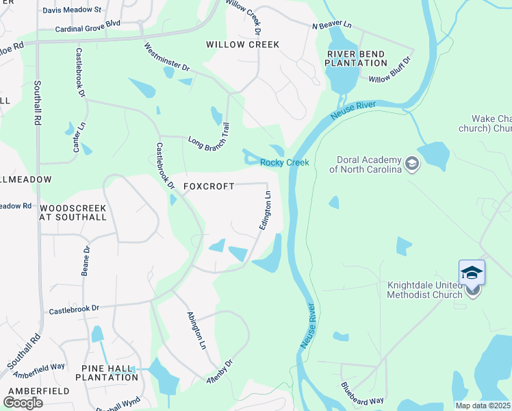 map of restaurants, bars, coffee shops, grocery stores, and more near 5404 Edington Lane in Raleigh