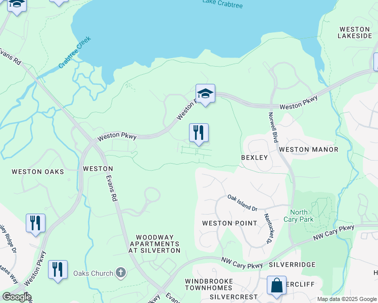 map of restaurants, bars, coffee shops, grocery stores, and more near 2000 Centregreen Way in Cary