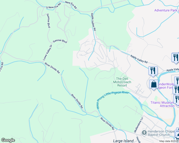 map of restaurants, bars, coffee shops, grocery stores, and more near 2259 Marshall Springs Way in Sevierville