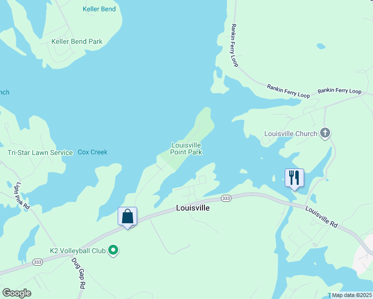 map of restaurants, bars, coffee shops, grocery stores, and more near 3298 Cox Road in Louisville