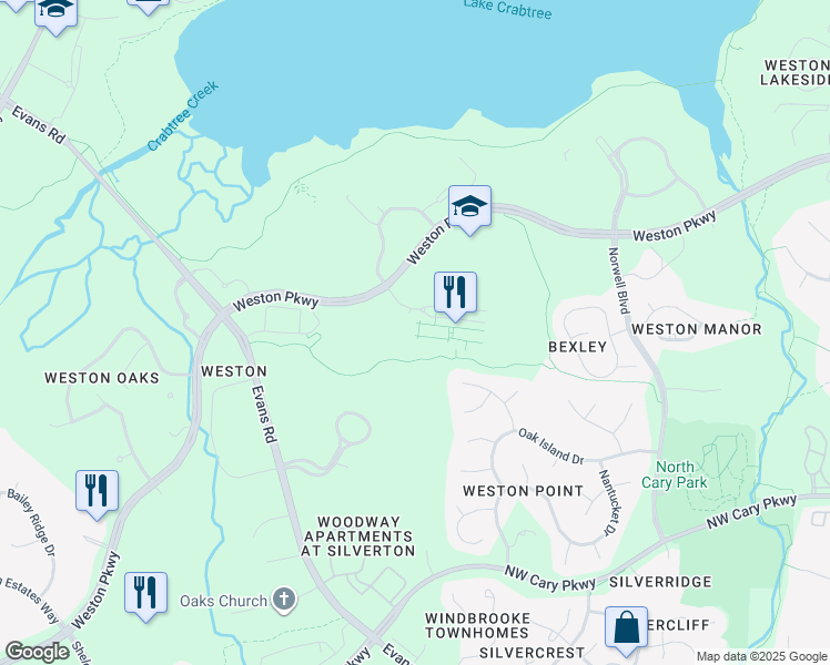 map of restaurants, bars, coffee shops, grocery stores, and more near 2000 Centregreen Way in Cary