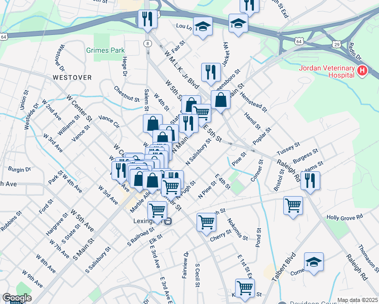 map of restaurants, bars, coffee shops, grocery stores, and more near 9 E 4th St in Lexington