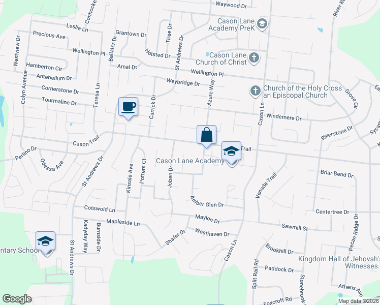 map of restaurants, bars, coffee shops, grocery stores, and more near 1707 Benjamin Drive in Murfreesboro