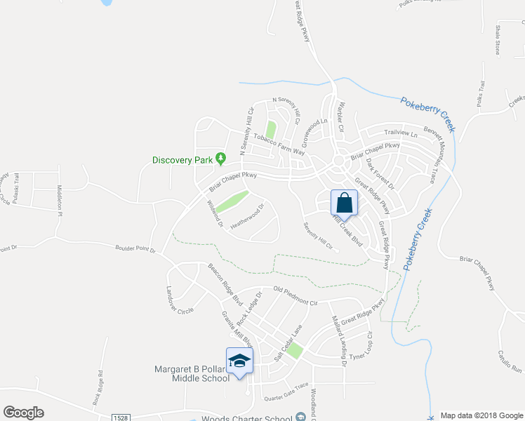 map of restaurants, bars, coffee shops, grocery stores, and more near 41 Heatherwood Drive in Chapel Hill