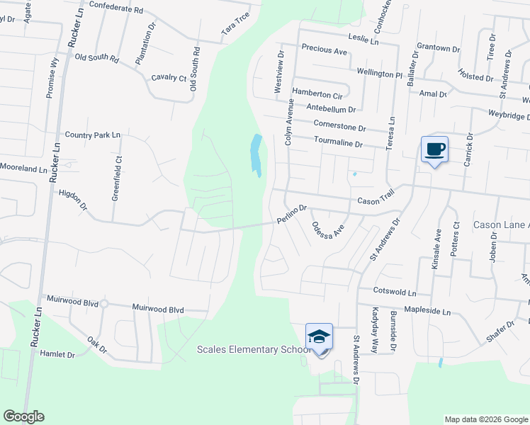 map of restaurants, bars, coffee shops, grocery stores, and more near 1831 Alysheba Run in Murfreesboro