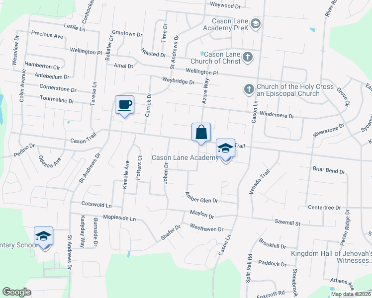 map of restaurants, bars, coffee shops, grocery stores, and more near 1707 Benjamin Drive in Murfreesboro