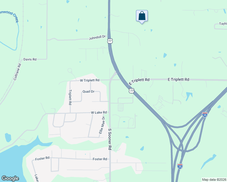 map of restaurants, bars, coffee shops, grocery stores, and more near 5102 South Sooner Road in Guthrie