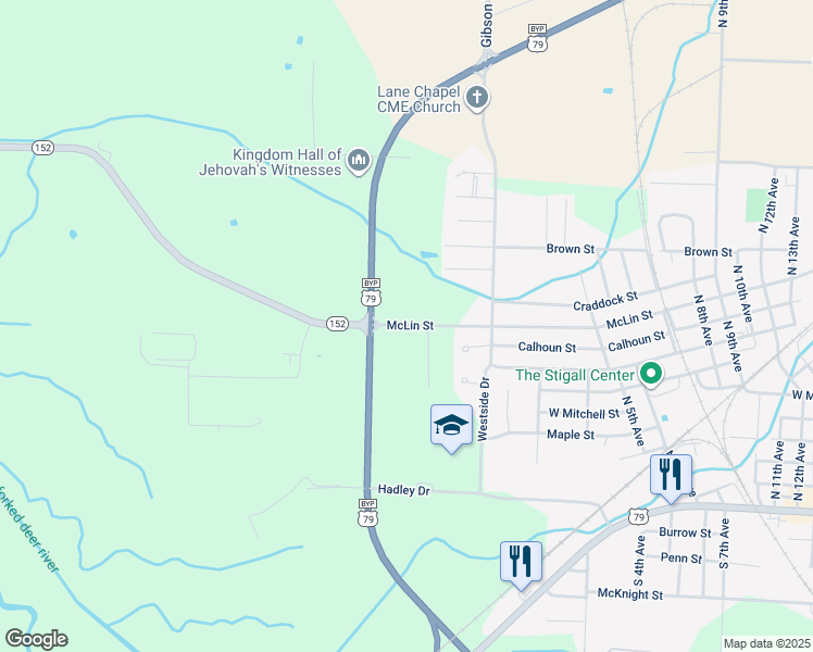 map of restaurants, bars, coffee shops, grocery stores, and more near 109 McLin Street in Humboldt