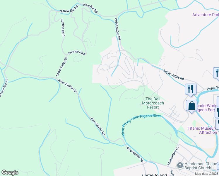 map of restaurants, bars, coffee shops, grocery stores, and more near 2259 Marshall Springs Way in Sevierville