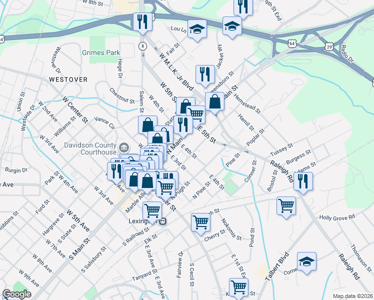 map of restaurants, bars, coffee shops, grocery stores, and more near 9 East 4th Street in Lexington
