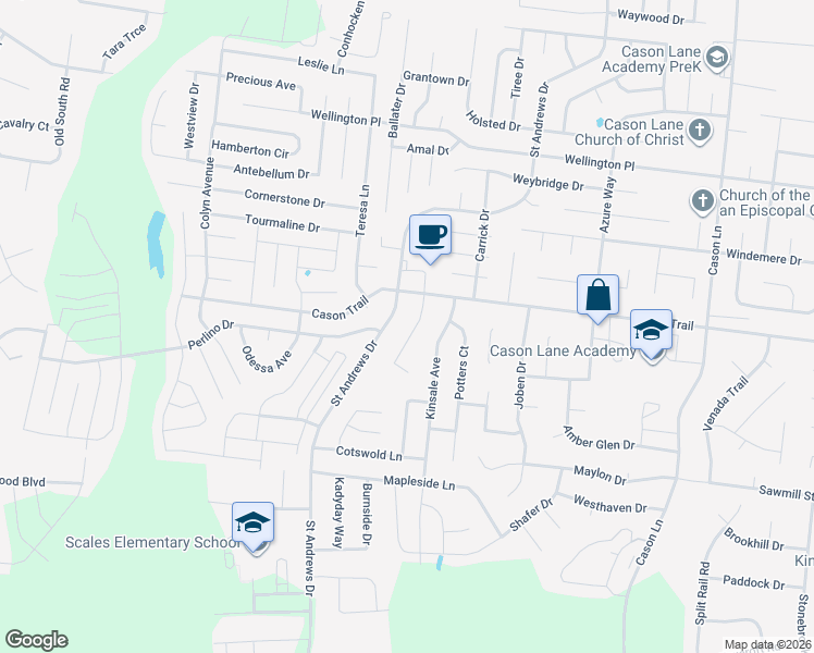 map of restaurants, bars, coffee shops, grocery stores, and more near 1716 Satterfield Court in Murfreesboro