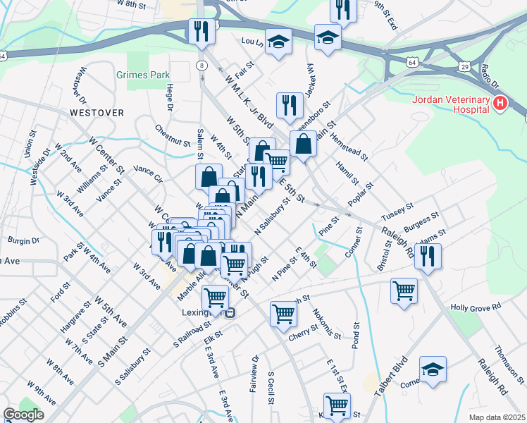 map of restaurants, bars, coffee shops, grocery stores, and more near 9 East 4th Street in Lexington
