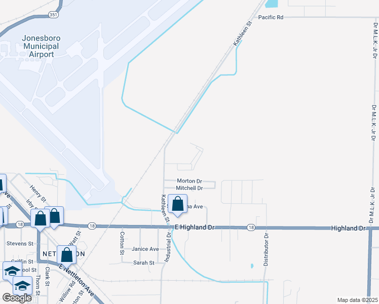 map of restaurants, bars, coffee shops, grocery stores, and more near 4800 Morton Drive in Jonesboro