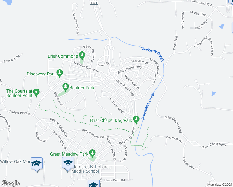 map of restaurants, bars, coffee shops, grocery stores, and more near 59 Fallenwood Lane in Chapel Hill